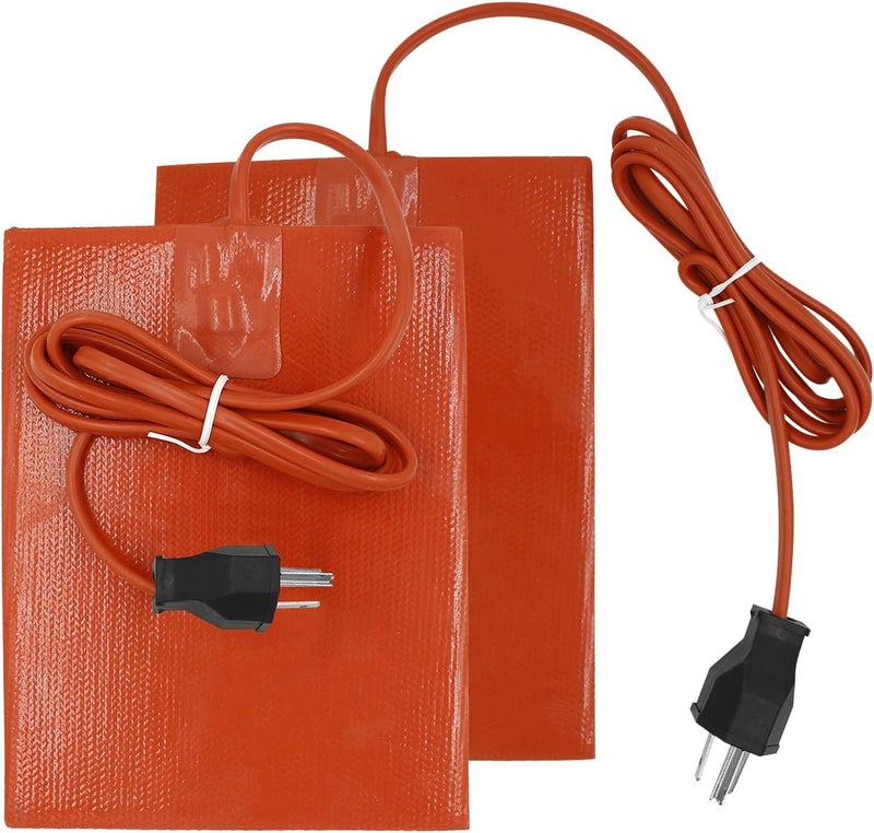 dcvbny Car Engine Silicone Heating Pad 120v,300w 6x8 Inch Universal Engine Heater Car Oil Pan Heater Pad, Electric Heater Pad Engine Block Oil Pan Tank Reservoir Container, for Metal Surface (2 Pcs Orange) - Image 1